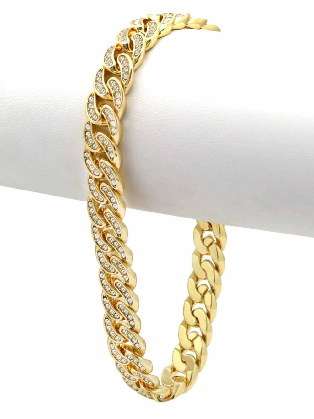 14K Plated Iced Out Cuban Bracelet – 8mm